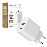 ŁADOWARKA SIECIOWA PD/QC 4.0 1x USB-C 1x USB-A 3A 20W ARTSB-A 20W ART